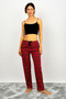 Women's Cotton Plaid Patterned Pajama Bottoms Sweatpants Red Yellow with Ribbon - 2