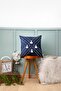 Dfn Home Filled Oslo Tufted Embroidered Navy Blue Throw Pillow 43X43 cm