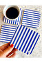 White Blue Striped Coaster