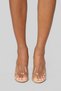 Women's Nude Transparent Skin Beige 10 cm Transparent Square Heeled Round Toe Stiletto Shoes Slippers - 2