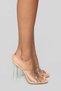 Women's Nude Transparent Skin Beige 10 cm Transparent Square Heeled Round Toe Stiletto Shoes Slippers - 3