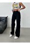 Black Cargo Pocket Wide Leg Women's Trousers - 4