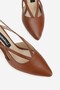 Women's Tan Genuine Leather 34-35-41-42 Number Back Open Shoes with Heels