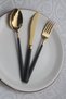 Rüya Titanium Gold Black 36 Pieces 6 Person Fork Spoon Knife Set - 2