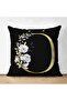 Double Sided Black Background White Rose Motif Gold Letter Special Design Suede Pillow Throw Pillow Cover