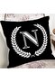 Black and White Wreathed Letter N Special Design Digital Printed Pillow Cushion Cover - 2