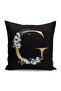 Black Background White Rose Motif Gold Letter G Special Design Digital Printed Pillow Throw Pillow Case