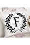 Black and White Wreathed Letter F Special Design Digital Printed Pillow Cushion Cover - 2