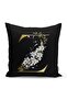 Black Background White Rose Motif Gold Letter Z Digital Printed Pillow Cushion Cover