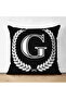 Double Sided Black and White Wreathed Letter G Modern Suede Pillow Throw Pillow Cover