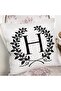 Black and White Wreathed Letter H Special Design Digital Printed Pillow Cushion Cover - 2