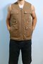 Fashion Multi Pocket Cotton Linen Hunter Vest Khaki Green Color - 3
