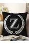 Double Sided Black and White Wreathed Letter Z Special Design Digital Printed Raschel Pillow Throw Pillow Cover