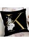Black Background White Rose Motif Gold Letter K Special Design Digital Printed Pillow Throw Pillow Case - 2