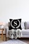 Double Sided Black and White Wreathed Letter S Special Design Digital Printed Raschel Pillow Throw Pillow Cover - 2