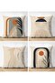 Set of 4 Double Sided Mink Background Ethnic Drawing Digital Printed Modern Suede Throw Pillow Covers