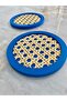 2-Piece Rattan Hazeran Coasters Alaçatı Blue (100% Natural Hazeri) M037 - 2