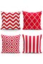 مجموعة من 4 رسومات هندسية حمراء بتصميم مخصص مطبوعة رقمية غطاء وسادة رمي حديث