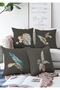 Set of 4 Double Sided Dark Background Feather Motif Digital Printed Modern Raschel Knitted Throw Pillow Cover
