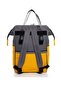 Gray Yellow Stain Resistant Waterproof Thermal Compartment Striped Mother Baby Care Backpack - 2