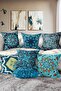 Set of 7 Double Sided Blue Color Mandala Design Digital Printed Throw Pillow Covers