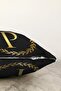 Double Sided Black Background Gold Leaf Framed Letter P Special Design Raschel Knitted Pillow Throw Pillow Cover - 3