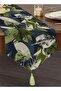 Digital Printed Special Design Tufted Chenille Triangle Runner with Leaf Pattern on Black Background