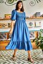 Women's Indigo Elastic Square Collar Bodrum Dress ELB-19001557 - 2