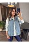 Women's Jean Vest - Blue, Gray, Hooded and Sweat Detail - 5