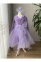 Long Sleeve Children's Evening Dress with Floral Tulle Skirt - 3