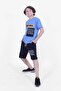 Boom Text Printed Capri Boy's Bottom-Top Blue Set - 2