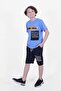 Boom Text Printed Capri Boy's Bottom-Top Blue Set - 3