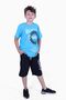 Vintage Text Printed Boys' Turquoise Summer Suit - 3