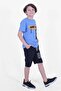 Boom Text Printed Capri Boy's Bottom-Top Blue Set - 4
