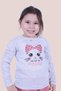 3-Piece Cat Meow-Free to Fly-Lovely Cute Cat Printed Girl's Long Sleeve Red-White-Gray Sweatshirt - 4