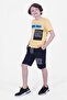 Boom Text Printed Capri Boy's Bottom-Top Yellow Set - 4