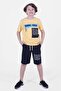 Boom Text Printed Capri Boy's Bottom-Top Yellow Set - 6