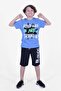 Is Not Text Printed Blue Capri Boy's Under-Top Suit