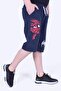 Der-Man Text Printed Wide Leg Double Pocket Boy's Navy Blue Capri - 3