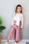 Girl's Scarf Cotton Linen Shirt Set Linen Fabric Comfortable Quality Fit Eid
