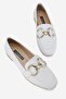 Women's White Genuine Natural Leather 34-35-41-42 Size Buckle-Strap Ballet Flats - 5