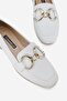 Women's White Genuine Natural Leather 34-35-41-42 Size Buckle-Strap Ballet Flats