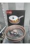 3222 - 2 Pieces, Bio Granite, Metal Lid, 28x4 cm - 2.0 Liter Fish Frying Pan, Dark Brown Body, Platinum Handle - 2