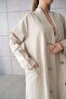 Plus Size Kimono - Striped Beige Linen - 5