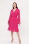 Women's Fuchsia Lined Double Breasted Chiffon Dress