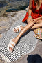 Sface Women's Beige Double Buckle Platform Beach-Casual Eva Slippers - 6