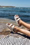 Sface Women's Beige Double Buckle Platform Beach-Casual Eva Slippers - 7