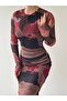 New Season Patterned Lined Tulle Dress - 2