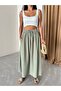 Çağla 100% Cotton Thick Waist Elastic Linen Skirt - 2