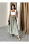 Çağla 100% Cotton Thick Waist Elastic Linen Skirt